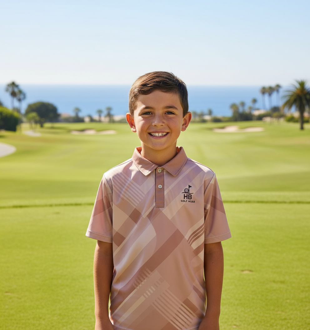 Beige Abstract Golf Shirt