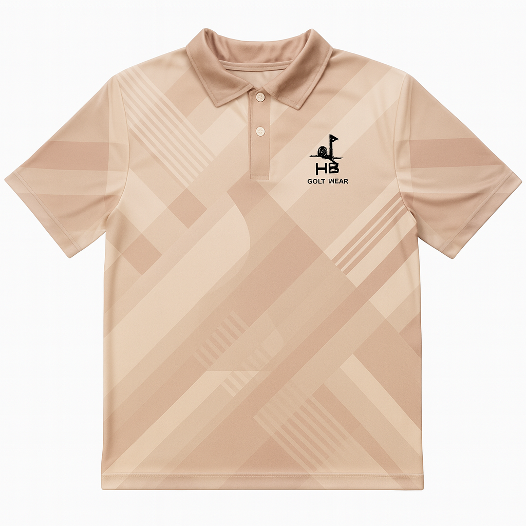 Beige Abstract Golf Shirt