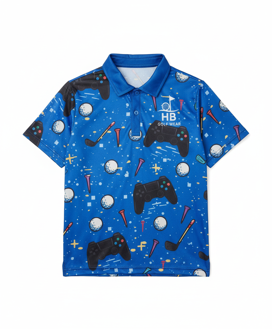 Electric Blue Gaming Golf Polo